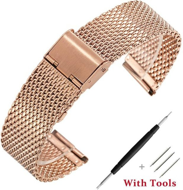 Uhrenarmband Milanaise, Edelstahl, Roségold, Unisex, 22mm - Bild 1
