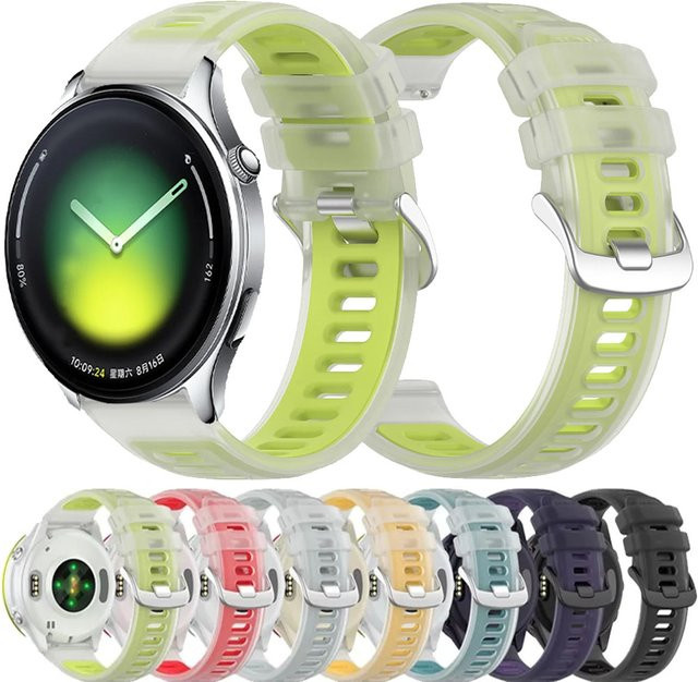 Uhrenarmband Silikon, 20mm 22mm, halbtransparent, zweifarbig, Xiaomi, Amazfit - Bild 1