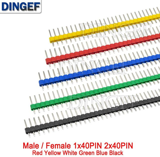 10er Set 40-Pin Pin Header Stecker 2,54mm Zweireihig Gerade Männlich und Weiblich für PCB und Arduino in Rot - Bild 1