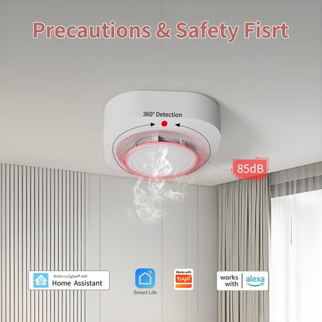 Tuya Zigbee DC 3V Rauchmelder in Weiß für mehr Sicherheit in deinem Zuhause - Bild 1