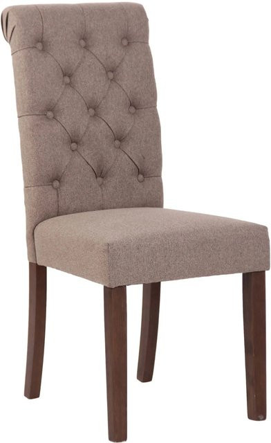 DELUKE Esszimmerstuhl WALES aus Samt in Taupe mit Holzgestell, H x B x T: 98 x 45 x 63 cm - Bild 1