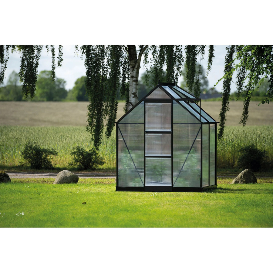 Halls Gewächshaus Icon 6 Schwarz mit Polycarbonat für die Pflanzenzucht im Garten, 2,5 m² - Bild 2