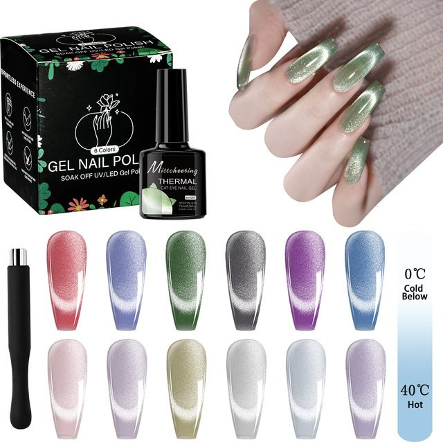 Misscheering Magnetischer Cat Eye Gel Nagellack, Schimmernd, 6 Stück - Bild 1