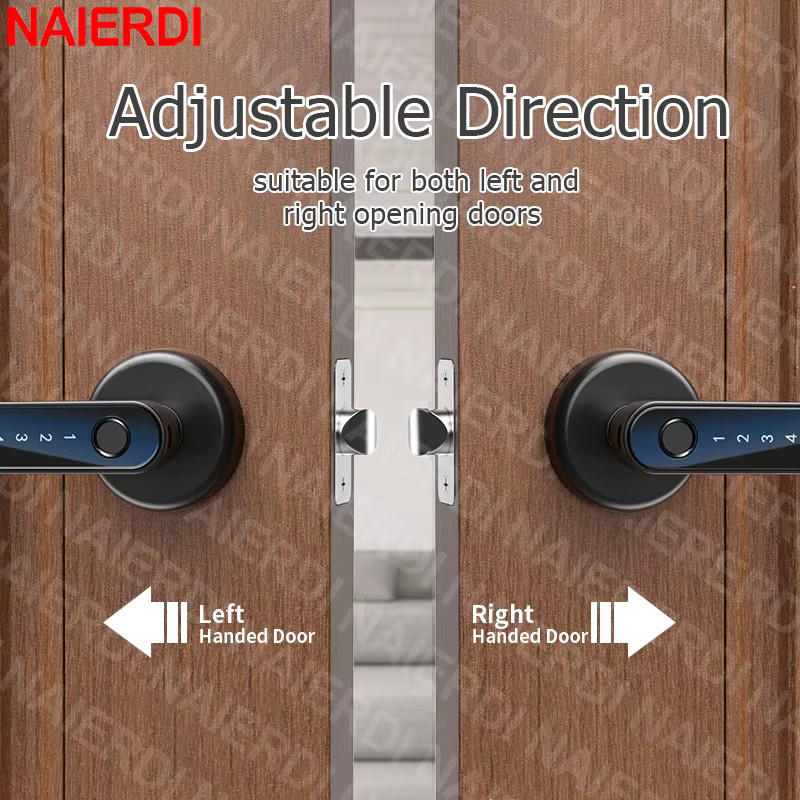 NAIERDI Smart-Fingerabdruck-Türschloss in Schwarz mit Tuya APP, Bluetooth, Tastatur und Karte für Zuhause, Wohnung und Schlafzimmer - Bild 4