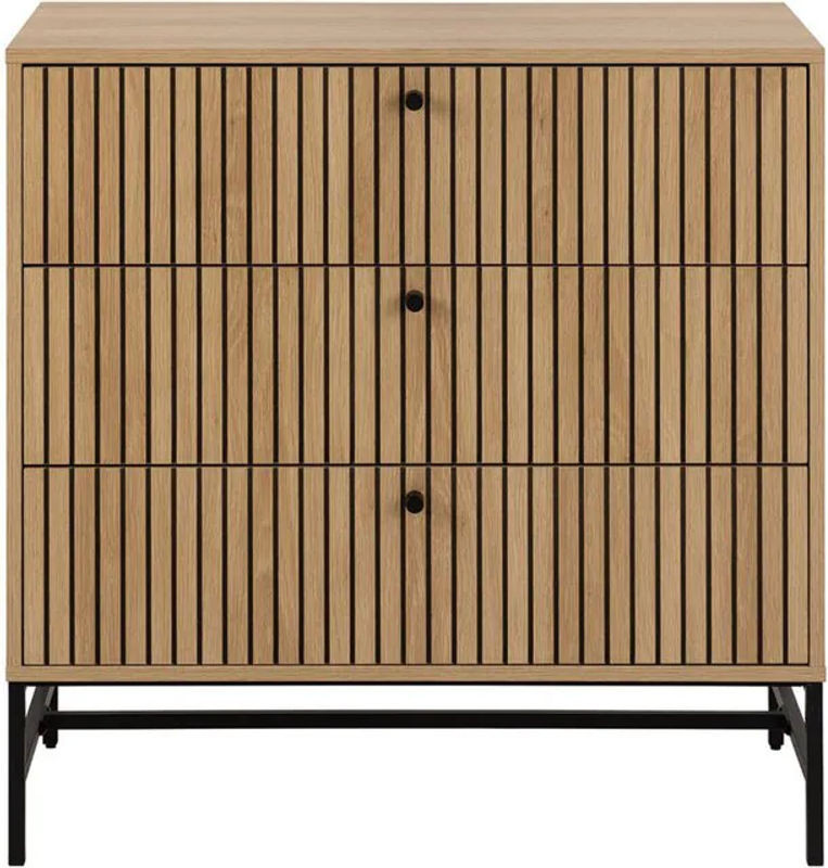 Albany Kommode mit 3 Schubladen in Natur und Schwarz im skandinavischen Design aus Holz und Metall - Bild 1