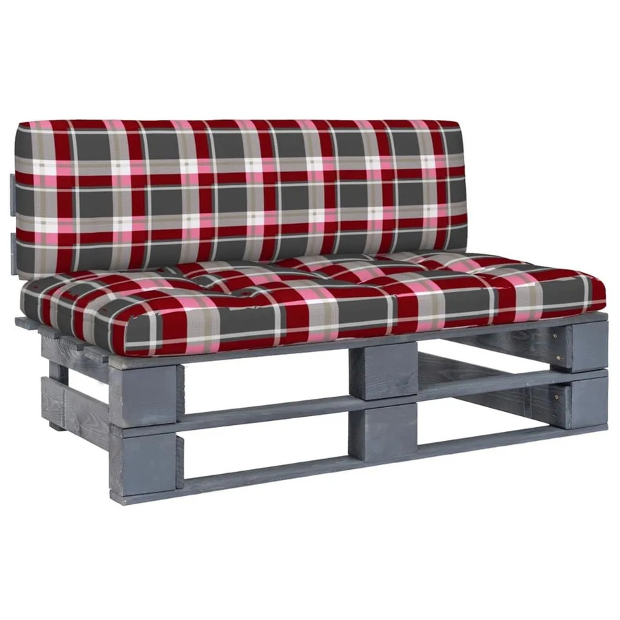 vidaXL Outdoor-Mittelsofa aus imprägniertem Kiefernholz mit Polsterkissen in Grau - Bild 2