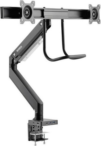 SpeaKa Professional SP-MM-820 Monitor-Tischhalterung für 2 Displays, 43,2 cm bis 81,3 cm, Matt Schwarz, schwenkbar und neigbar - Bild 1