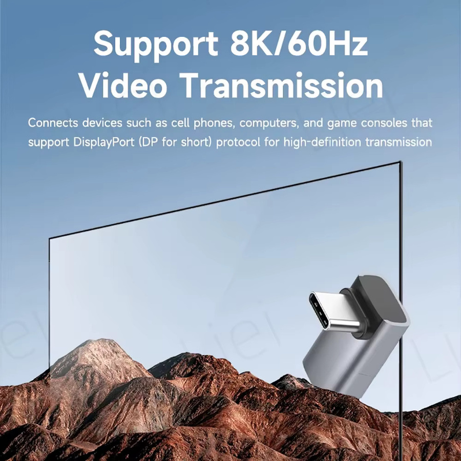 LIEI USB-C zu C Adapter mit 90-Grad-Winkel, USB4 und Thunderbolt 4/3 Unterstützung, 40Gbps und 8K 60Hz Konverter für MacBook, Handy und Tablet - Bild 4