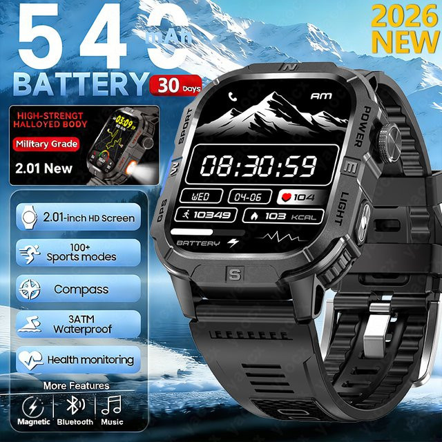 yaocx Smartwatch, GPS, Herren, Blau, Edelstahl, Silikon, 3 ATM - Bild 1