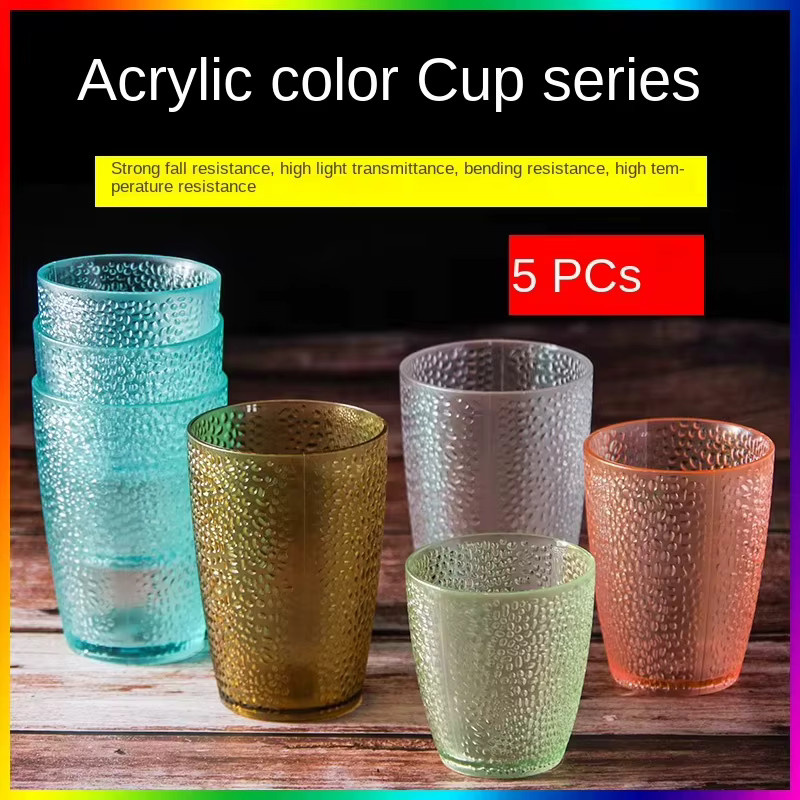 5er Set JIUAN Acryl Wassergläser mit geometrischem Design in Bunt und Blau - Bild 2