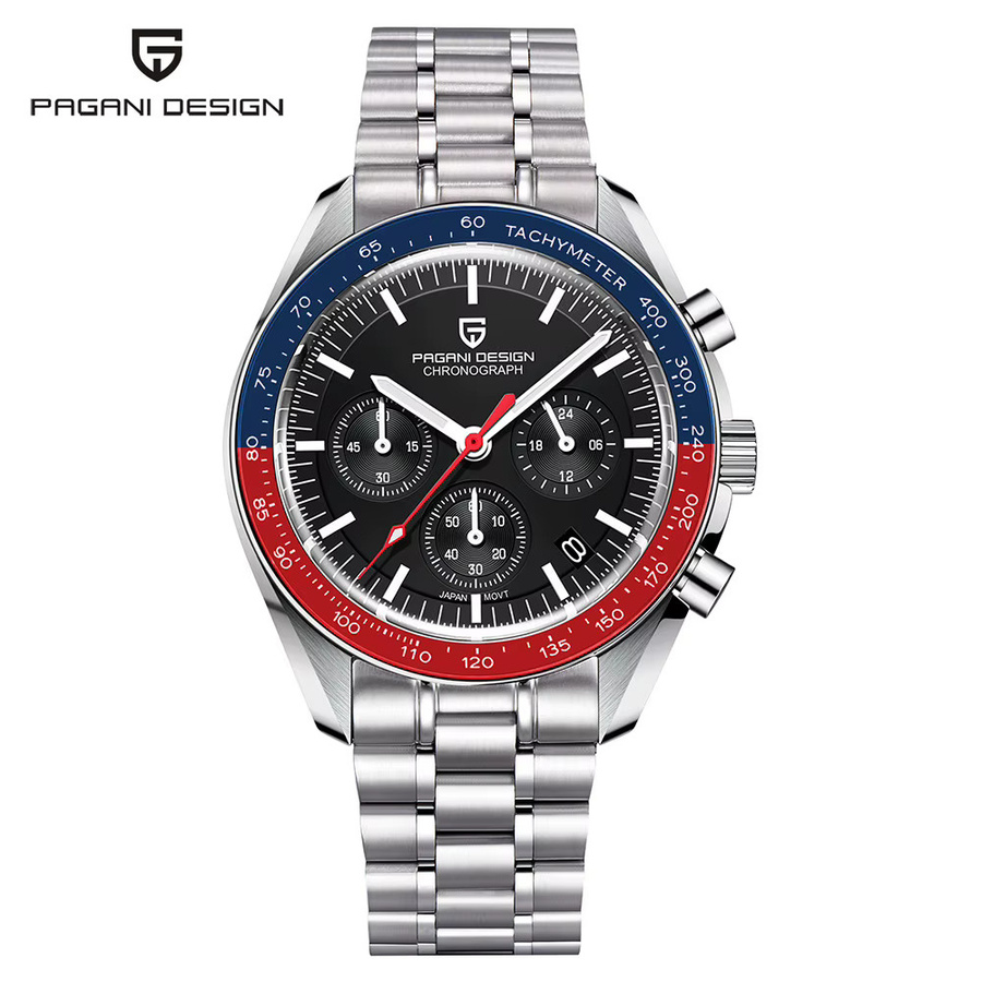 PAGANI DESIGN Chronograph, Quarz, Edelstahl, Schwarz Rot, Herren - Bild 7