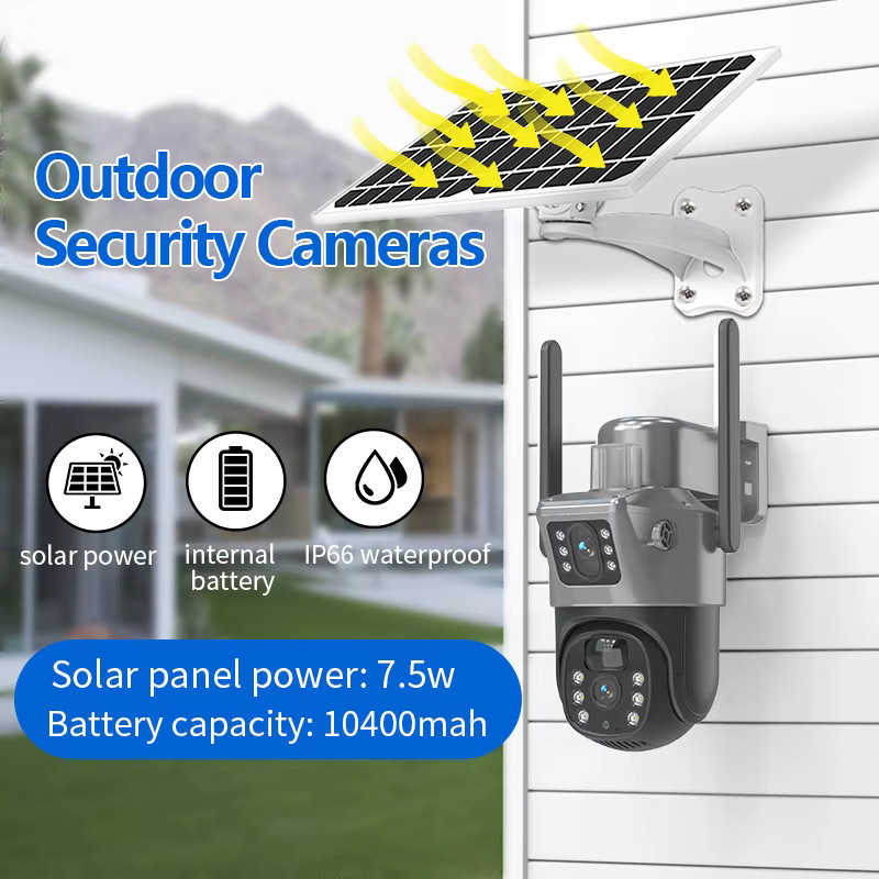 4MP Dual-Objektiv Solar PTZ Kamera mit Dual Screen, 4G und WLAN für die drahtlose Outdoor-Sicherheitsüberwachung mit Audio und PIR-Bewegungssensor - Bild 5