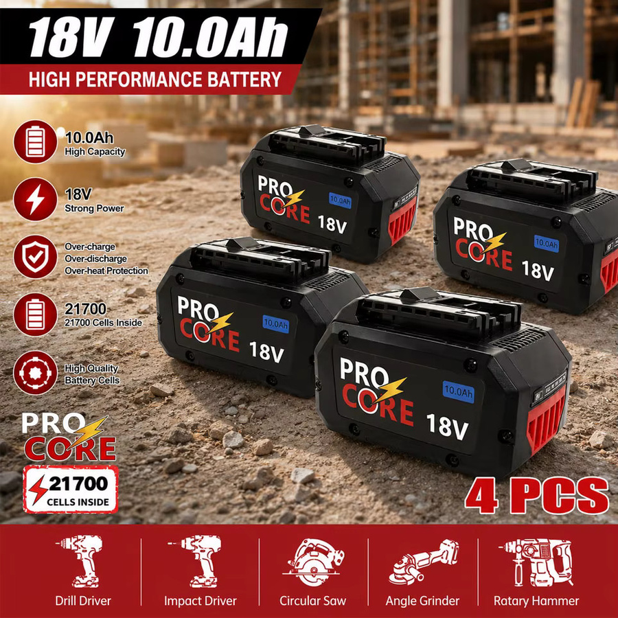 Bosch ProCORE18V Li-Ionen-Ersatzakku 18V 10,0Ah in Schwarz für Akku-Bohrschrauber, Schleifer und Hammer - Bild 5