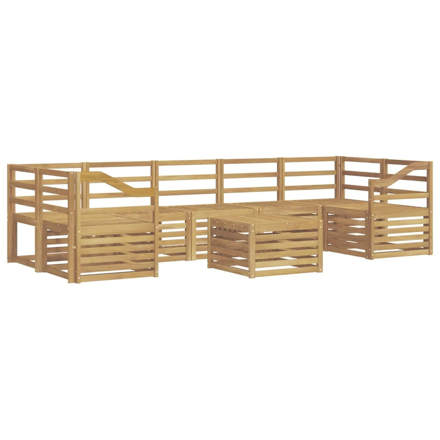 vidaXL Outdoor-Sofagarnitur 8-teilig aus Massivholz Akazie in Weiß mit modernem Latten-Design - Bild 2