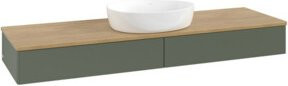 V&B Waschtischunterschrank Antao ohne Frontstruktur in Eiche Honig mit Lackierung in Grau Grün B: 160 cm, T: 50 cm - Bild 1