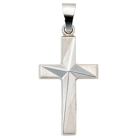 Colfem Anhänger Kreuz, 375 Weißgold, mattiert, Unisex - Bild 1