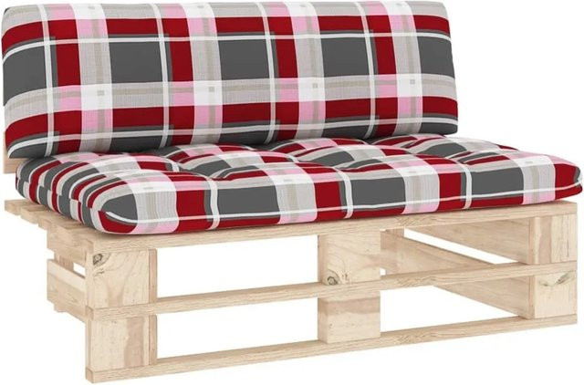 vidaXL Outdoor-Mittelsofa aus imprägniertem Kiefernholz mit farbigen Polstern in Rot und Multicolour - Bild 1