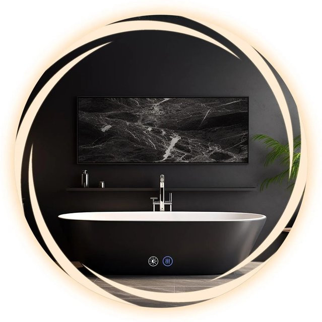 NETTLIFE Badspiegel mit LED-Beleuchtung und Touch-Schalter, dimmbar, Glas, Weiß, Breite: 60 cm - Bild 1