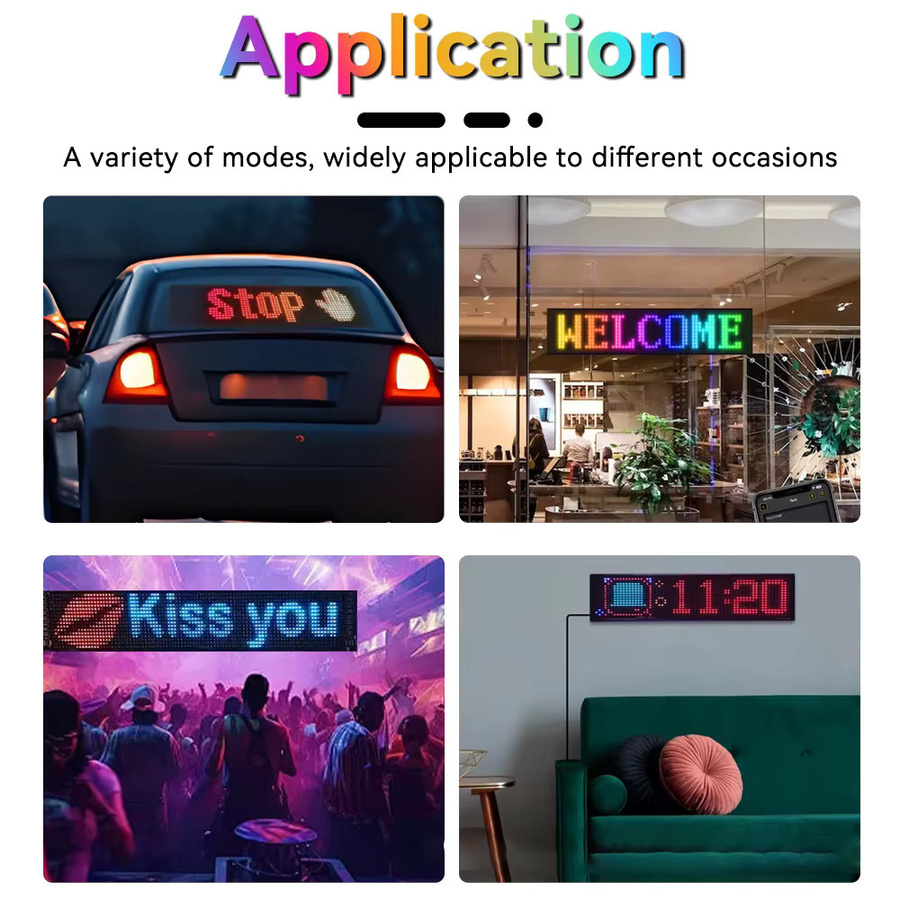 NOVEYEE LED-Werbedisplay mit Bluetooth-App-Steuerung für individuelle Textanimationen und scrollende Nachrichten, USB-5-V-Auto-Display - Bild 2
