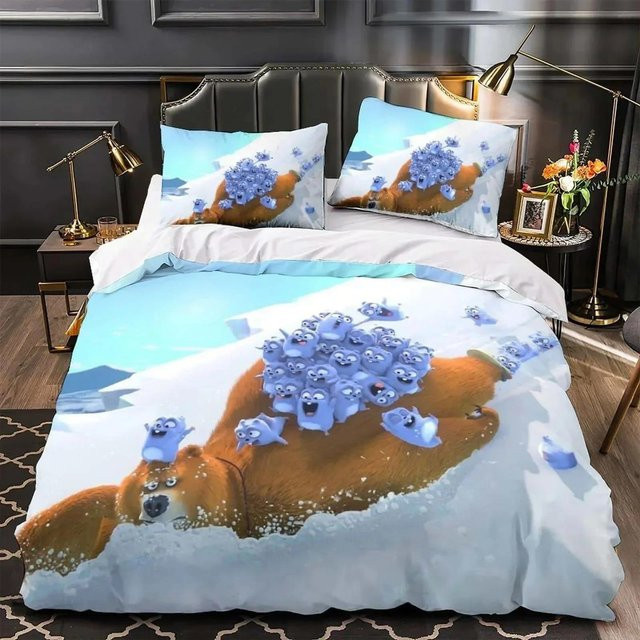 Bettwäscheset Grizzy und die Lemminge von Lodestar in Blau, 2-teilig aus Mikrofaser mit Motivdruck, Breite: 70 cm, Länge: 133 cm - Bild 1