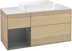 V&B Waschtischunterschrank Finion mit Wandbeleuchtung in Anthrazit und Eichenfurnier, B/T/H: 120 x 60 cm - Bild 1