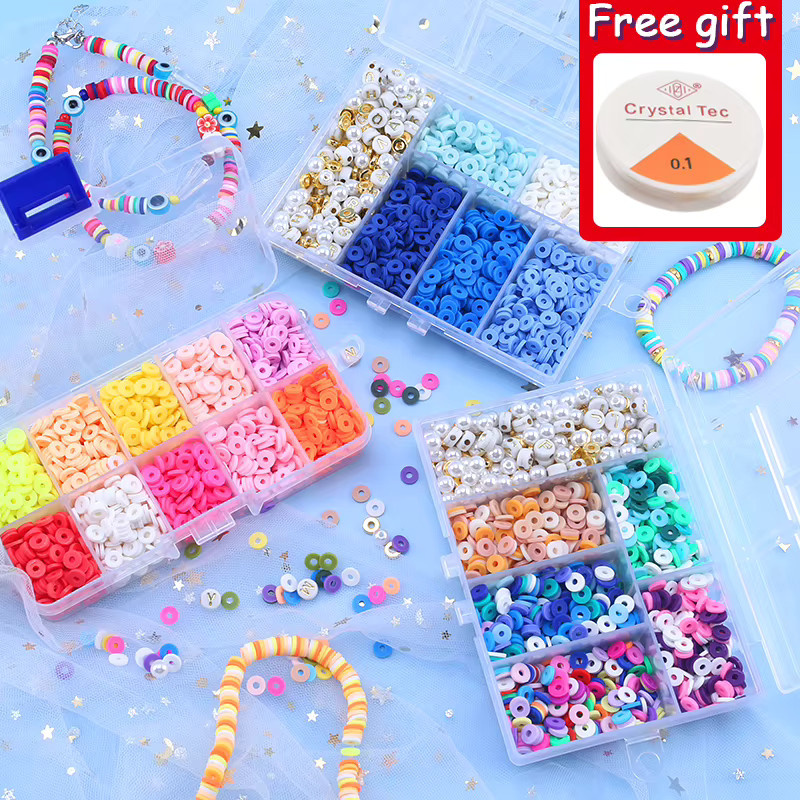 SMI Fine Polymer Clay Perlen, 6mm, flach, rund, Disk Spacer - Bild 3