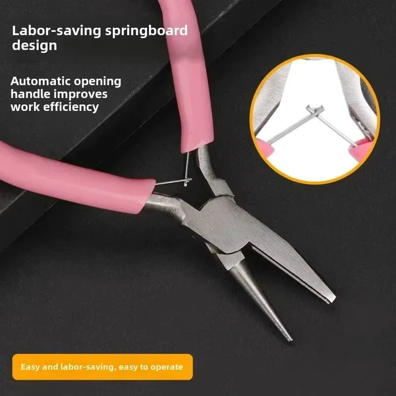 Professionelle runde konkave Zange in Pink für Schmuckherstellung und DIY-Perückenbau, 5 Zoll Mini-Präzisionsdrahtschlingenwerkzeug - Bild 4
