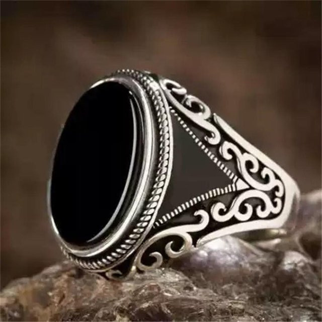 Ring Herren, Kupferfarben, schwarzer Zirkonia - Bild 1