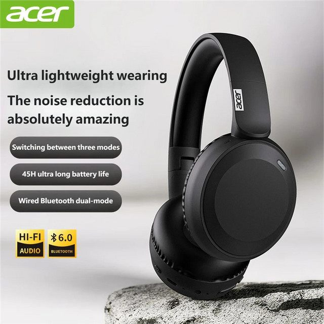 Acer OHR205 Kabellose Bluetooth Over-Ear-Kopfhörer in Schwarz mit 40-mm-Treibern und Multipoint Bluetooth 6.0 - Bild 1