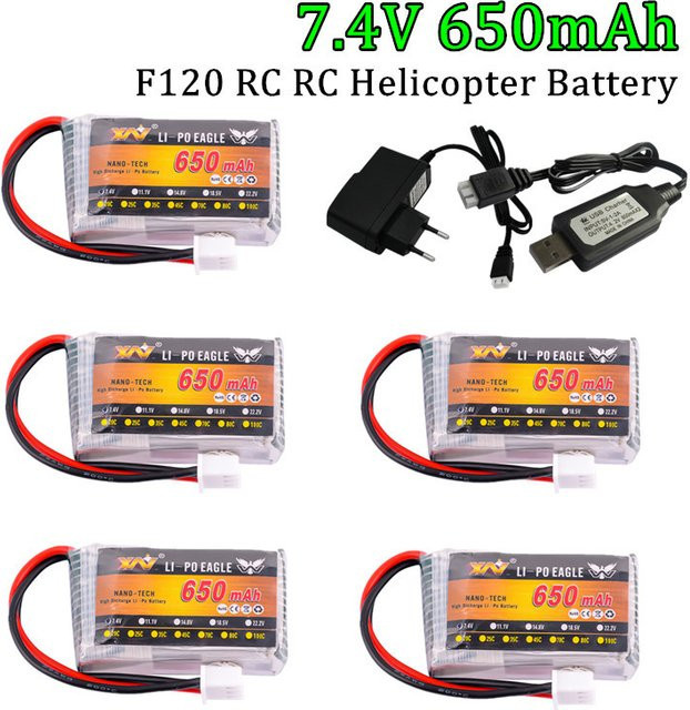 YXZNRC 2S Lipo-Akku 7,4V 650mAh 25C für F120 RC-Helikopter - Bild 1