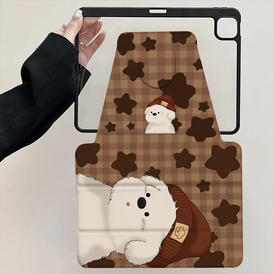 Samsung Tablet Schutzhülle mit Brown-hatted Bear Design für Tab A9 A11 Plus S9 Plus S9 FE Plus S10 Plus S7 Plus S8 Plus A8 S7 FE S6 Lite in Braun - Bild 1