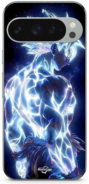 MANIACASE Handyhülle für Google Pixel 9 Pro Dragon Ball Z Goku Ultra Instinct Design in Schwarz und Multicolour Glänzend Flexibel - Bild 1