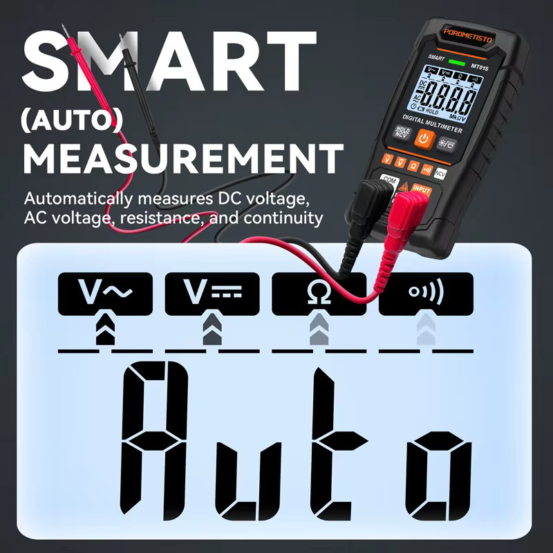 POROMETISTO MT01S Digitalmultimeter mit 4000 Zählungen, Auto-Range-Multitester für 0,8–600 V AC/DC-Spannung, Ohm und NCV-Kontinuitätstester - Bild 3