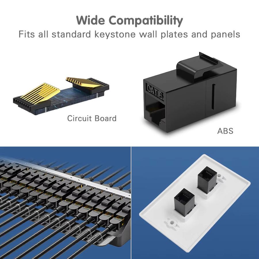 ZoeRax RJ45 Keystone-Buchse CAT6 CAT5E Inline-Koppler für Wandplatte und Patchpanel, Schwarz - Bild 5