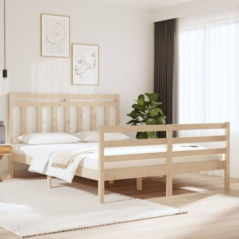 Massivholzbett Vidaxl aus Kiefer in Braun, Skandinavischer Stil, B: 120 cm, L: 190 cm - Bild 1