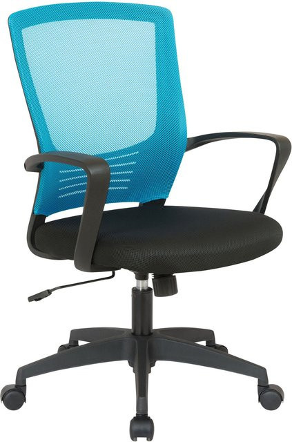 TPFLiving Bürostuhl Kamira mit Netzbezug Schwarz/Blau B/T/H: 58 x 53 x 101 cm - Bild 1