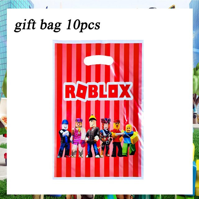 TableJoy Roblox Thema Papiertüten für Geburtstagsfeiern und Mitgebsel, Rot - Bild 1