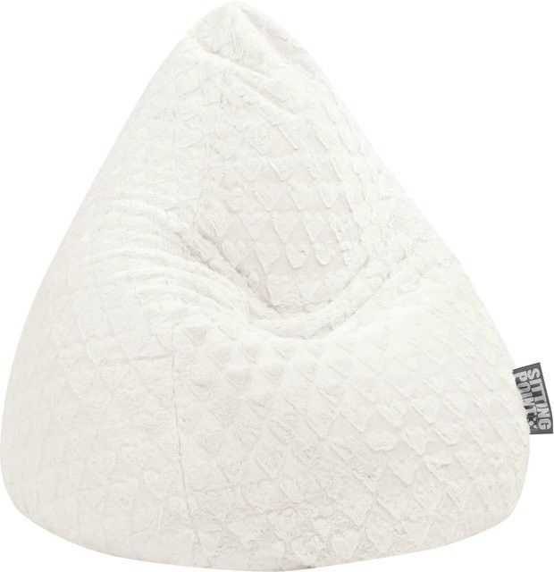 Sitting Point Sitzsack BeanBag Fluffy 220 in Weiß mit Herz-Muster - Bild 1