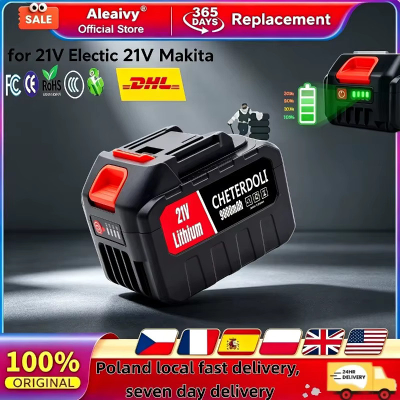 Aleaivy 21-V-Lithium-Akku mit integrierter Leistungsanzeige in Schwarz für kabellose elektrische Geräte - Bild 2