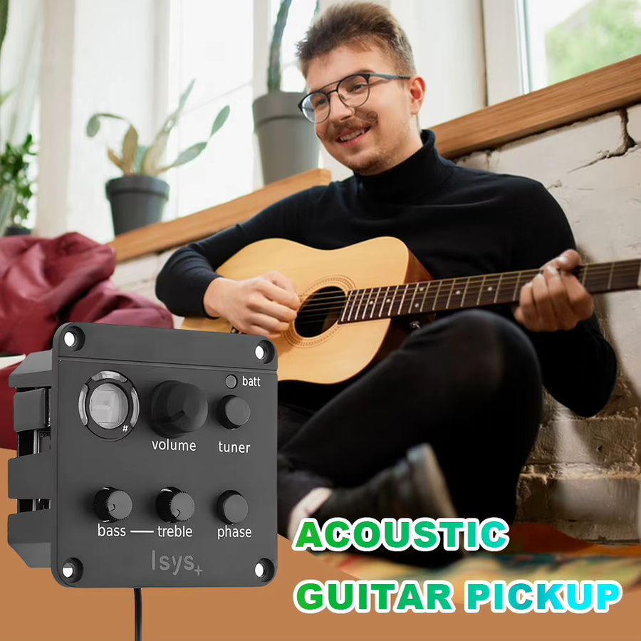 Fishman ISYS+ Onboard Vorverstärker für akustische und klassische Gitarren mit Piezo Pickup und Tuner in Schwarz - Bild 4