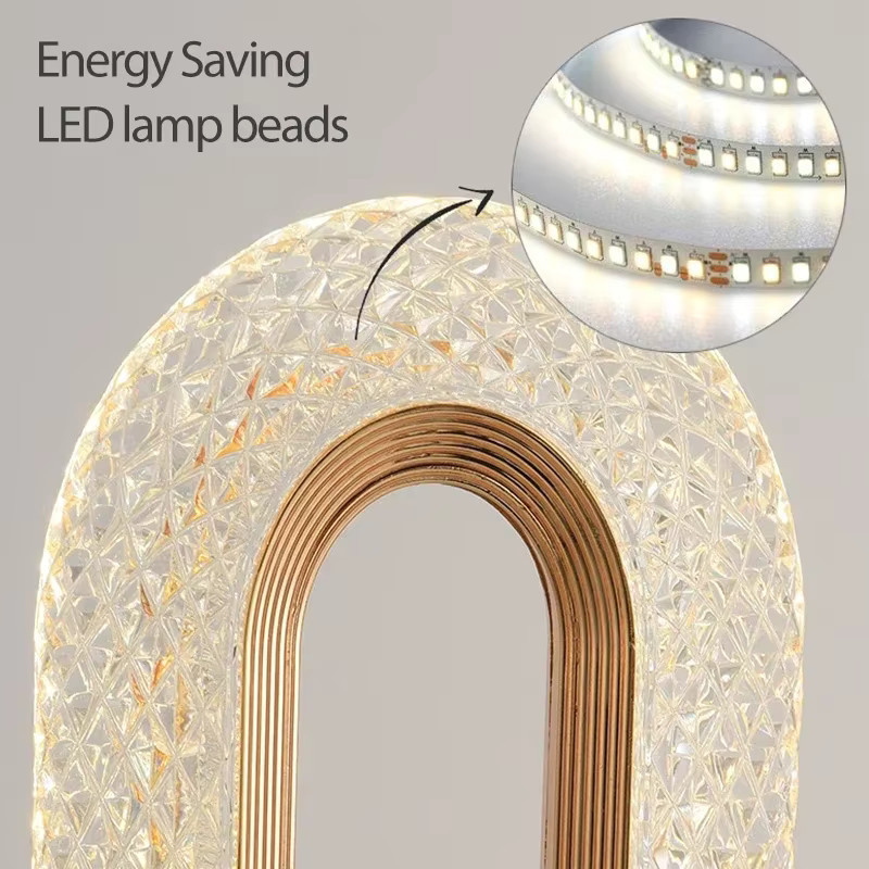 Wiederaufladbare Kristall LED Tischlampe mit Fernbedienung und Touch-Schalter, dimmbar, transparent mit Gold/Messing-Elementen, warmweißes Licht für Wohnzimmer und Schlafzimmer - Bild 4