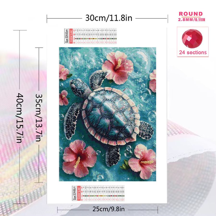 Momoart Diamantgemälde Schildkröte als DIY-Mosaik-Stickerei für Anfänger zur Wandkunst - Bild 2