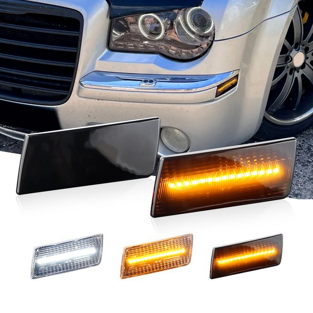 APMATAUTO 2er Set LED Seitenmarkierungsleuchten in Bernstein für Chrysler 300 und 300C Baujahre 2005-2010 als Front Stoßstangen Blinker und Parkleuchten - Bild 1