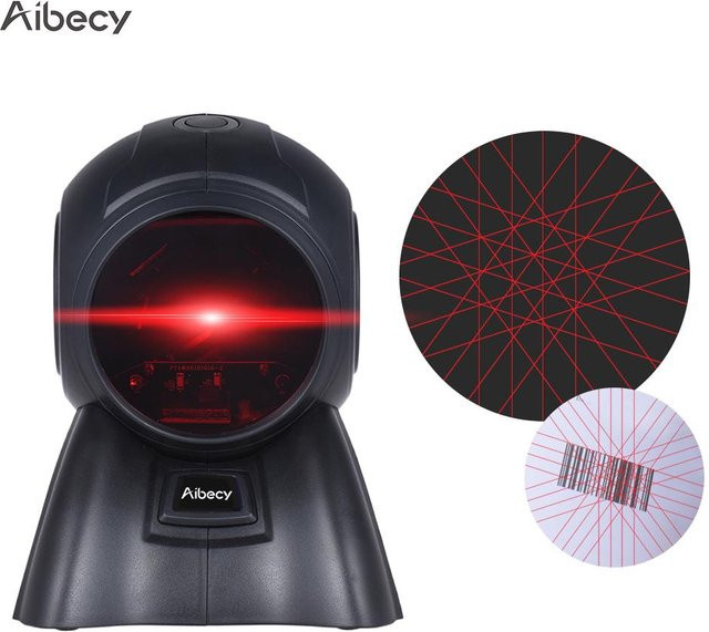 Aibecy Omnidirektionaler 1D USB-Orbit-Barcode-Scanner in Schwarz mit 20-Zeilen-Scan und 1800 t/s Geschwindigkeit - Bild 1