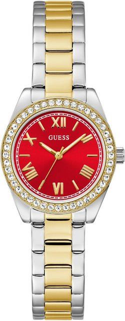 Guess Armbanduhr Mini Luna, Quarz, Edelstahl, 30 mm, Damen, Rot - Bild 1
