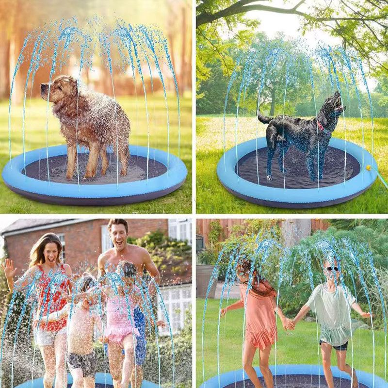 Sommer Haustier Schwimmbad aufblasbare Wasser Sprinkler Pad, interaktives Brunnen Spielzeug für Hunde - Bild 3