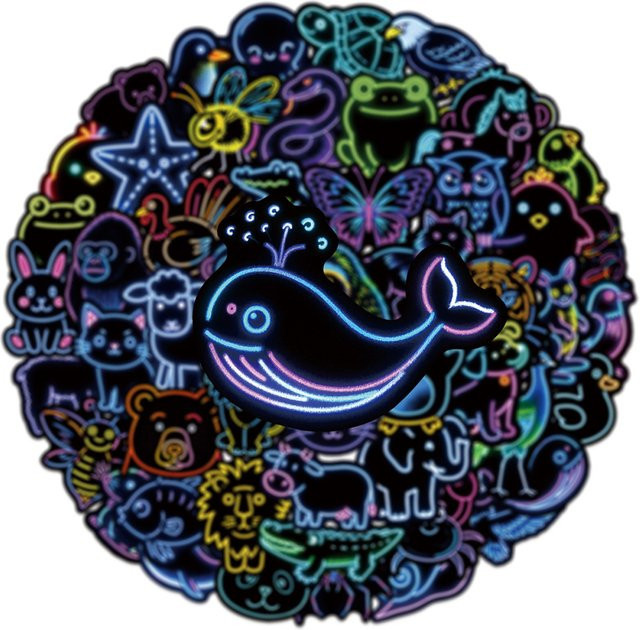 Charile Cartoon Neon Tier Aufkleber, multicolour - Bild 1