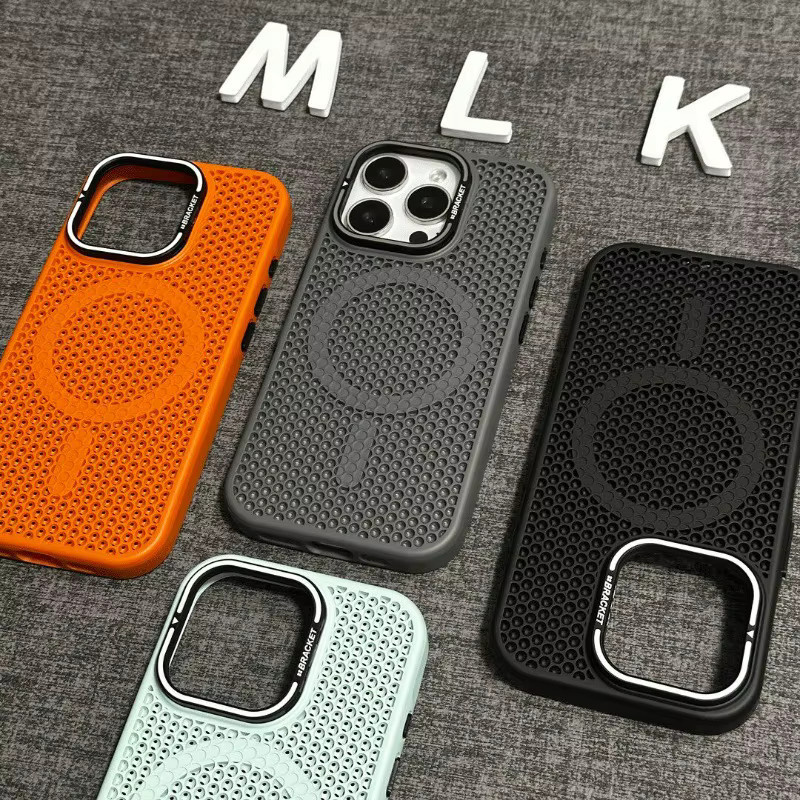 Magnetische Waben-Kühl-Schutzhülle für iPhone 16, 15 Pro Max, 14 Plus, 13, 12 Pro mit Kamerahalterung und stoßfestem PC-Gehäuse in Blau - Bild 2