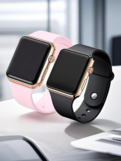 CMK Digitaluhr, eckig, Silikonarmband, Schwarz, Herren - Bild 1