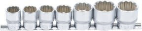BGS Steckschlüssel-Einsatz-Satz 7-teilig aus Chrom-Vanadium, Zwölfkant mit 1/2 Zoll Innenvierkant Antrieb, SW 20-32 mm, Silber - Bild 1